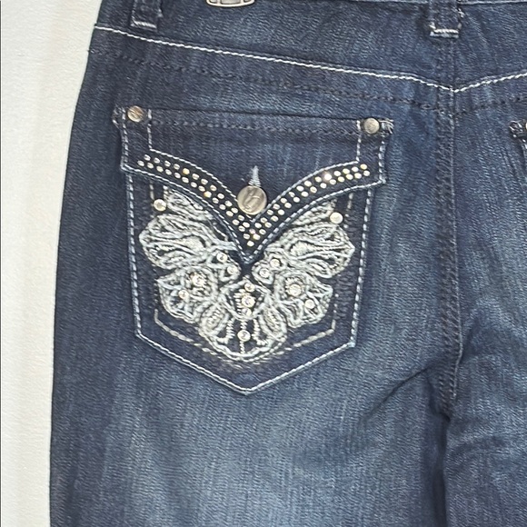 Nine West Jeans Blue Dark Wash Boot Cut w/ Back Pocket Bling in Size 6/28 NWT - Picture 8 of 13